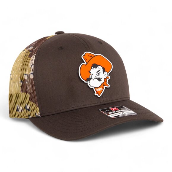OSU Cowboys Pistol Pete Snapback Trucker Hat- Brown/ Desert Camo - Picture 2 of 3